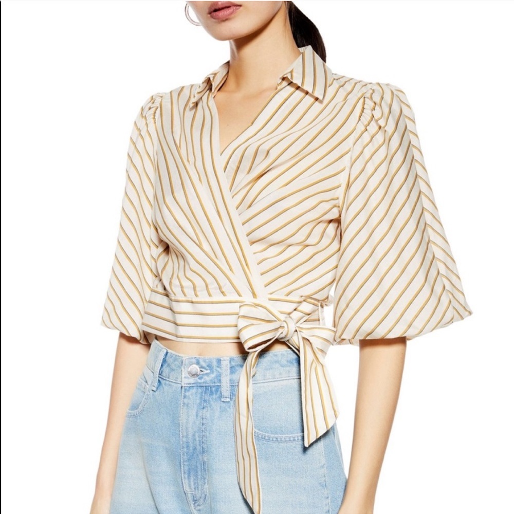 NWT Striped Wrap Top